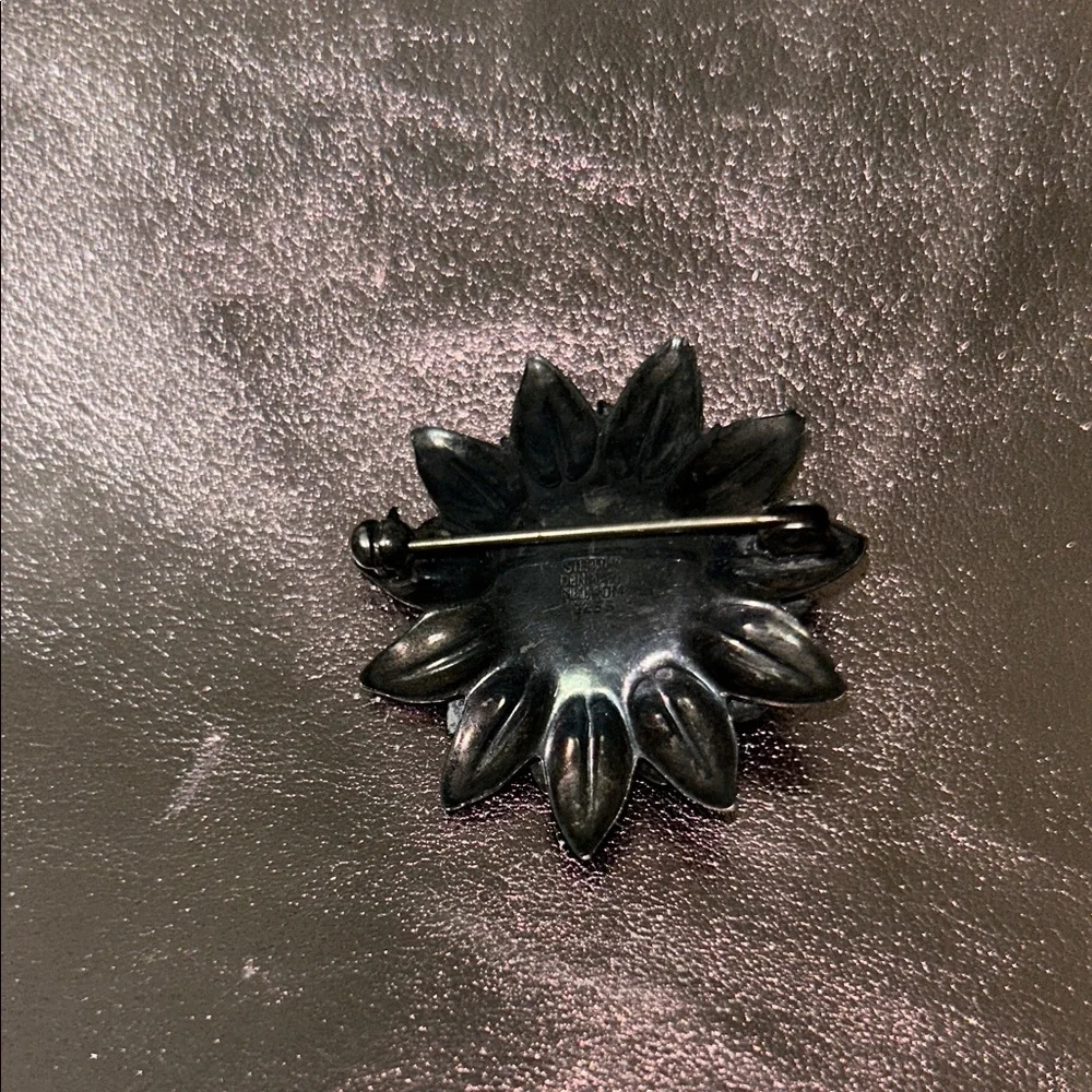 Joan Rivers Elegant Black and Pink Floral Brooch #J1008